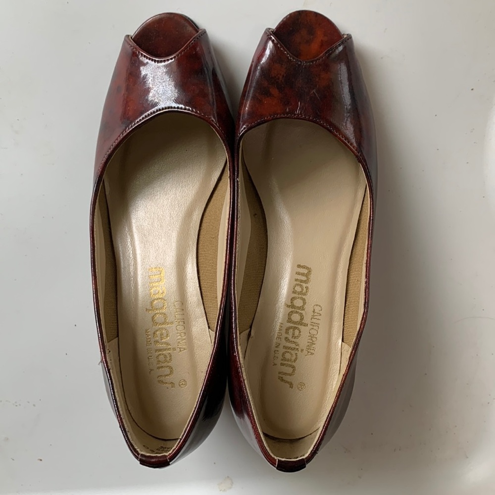 Vintage Ruby and Textile Peep-toe Wedge